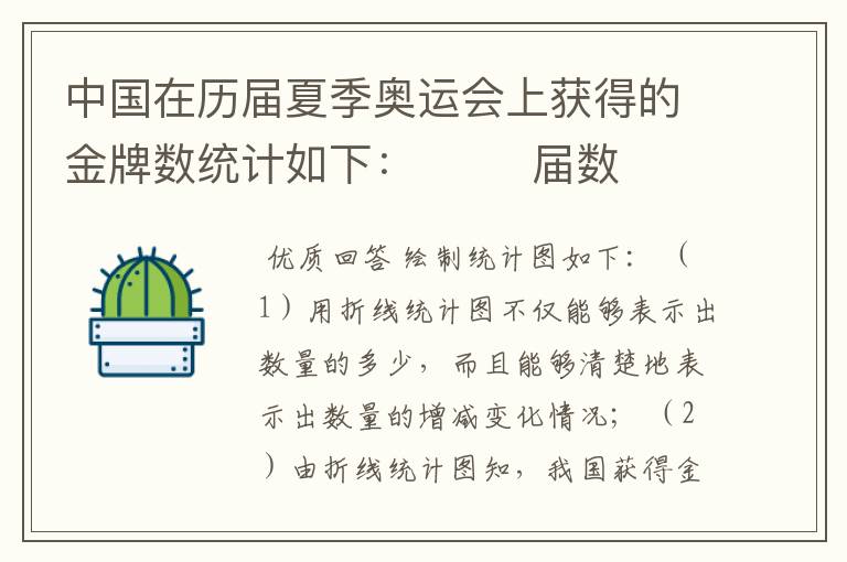 中国在历届夏季奥运会上获得的金牌数统计如下：        届数  24  25  26  27  28  29  30    枚数（枚）