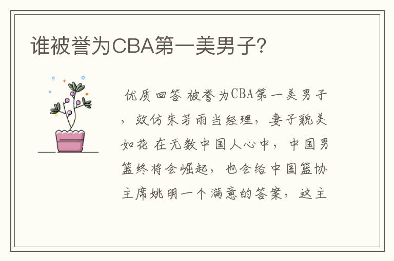 谁被誉为CBA第一美男子？