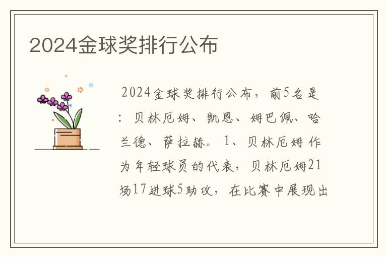 2024金球奖排行公布