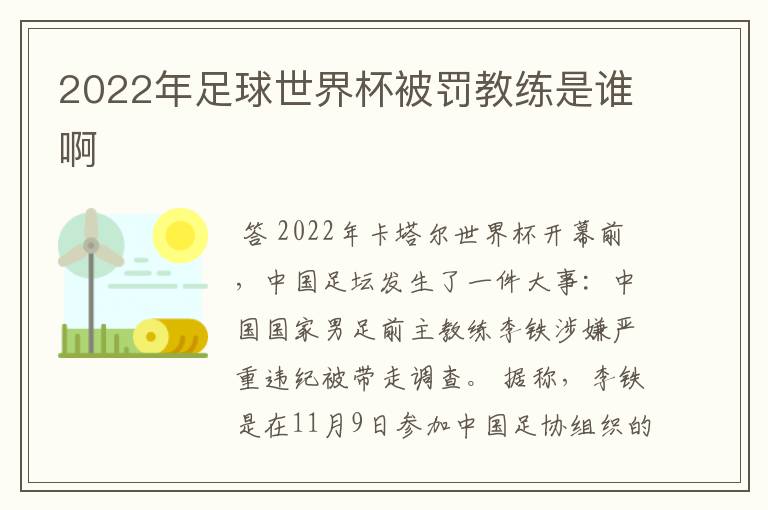 2022年足球世界杯被罚教练是谁啊