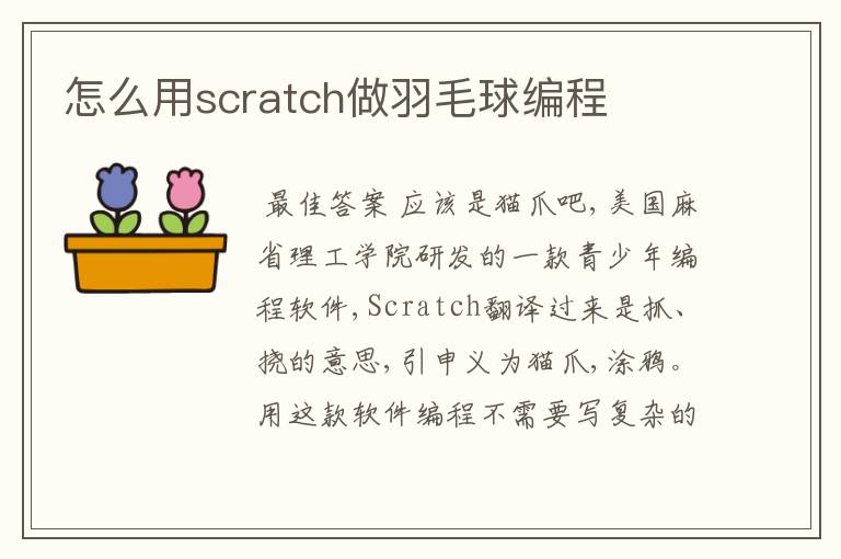 怎么用scratch做羽毛球编程