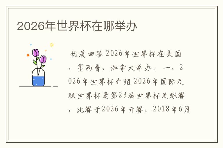 2026年世界杯在哪举办