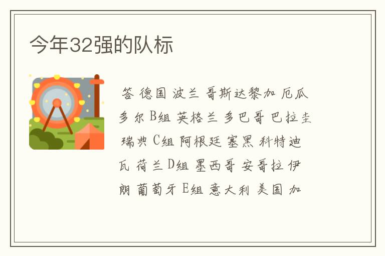 今年32强的队标