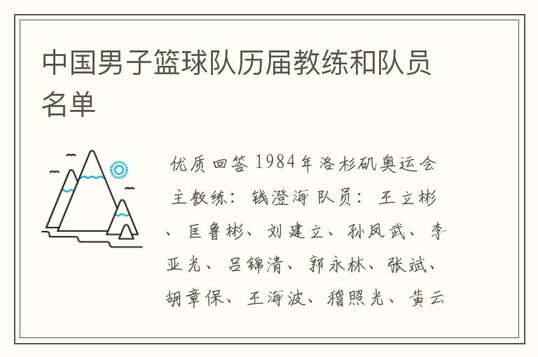 中国男子篮球队历届教练和队员名单