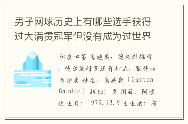 男子网球历史上有哪些选手获得过大满贯冠军但没有成为过世界排名第一的选手？