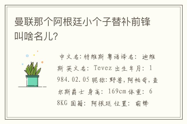 曼联那个阿根廷小个子替补前锋叫啥名儿？