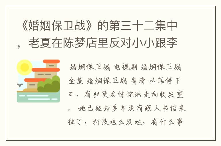 《婚姻保卫战》的第三十二集中，老夏在陈梦店里反对小小跟李刚在一起说的那段话是什么？