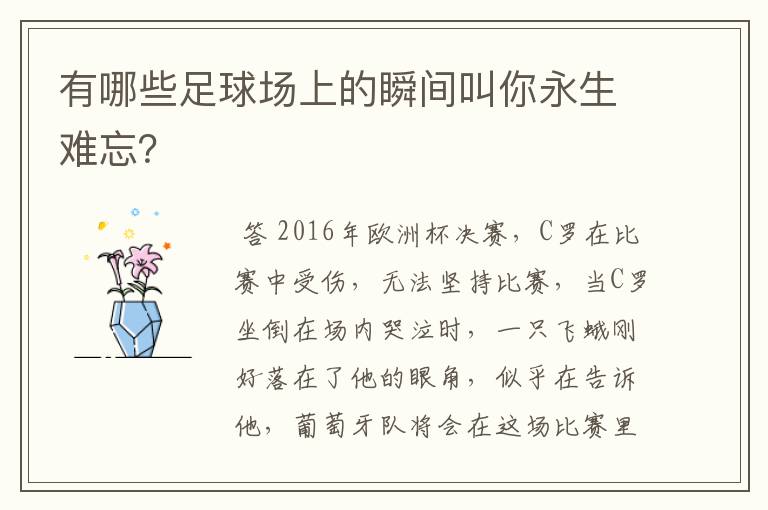 有哪些足球场上的瞬间叫你永生难忘？