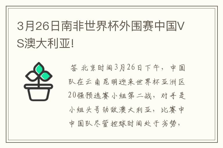 3月26日南非世界杯外围赛中国VS澳大利亚!