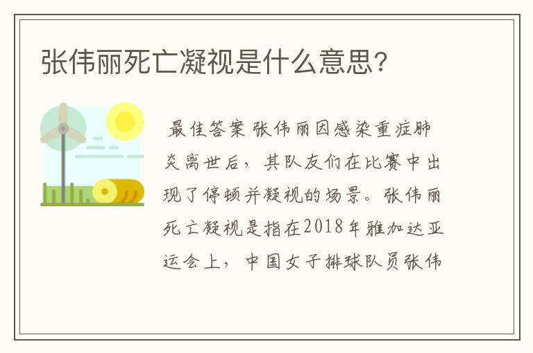 张伟丽死亡凝视是什么意思?