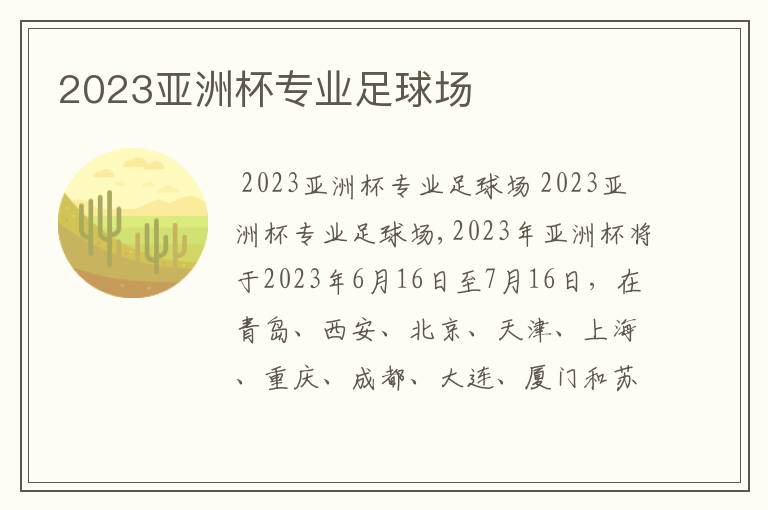 2023亚洲杯专业足球场