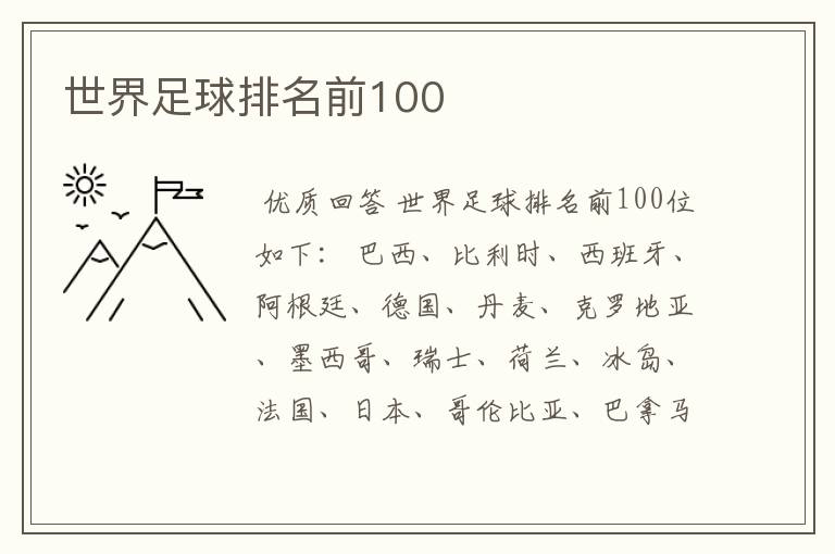 世界足球排名前100