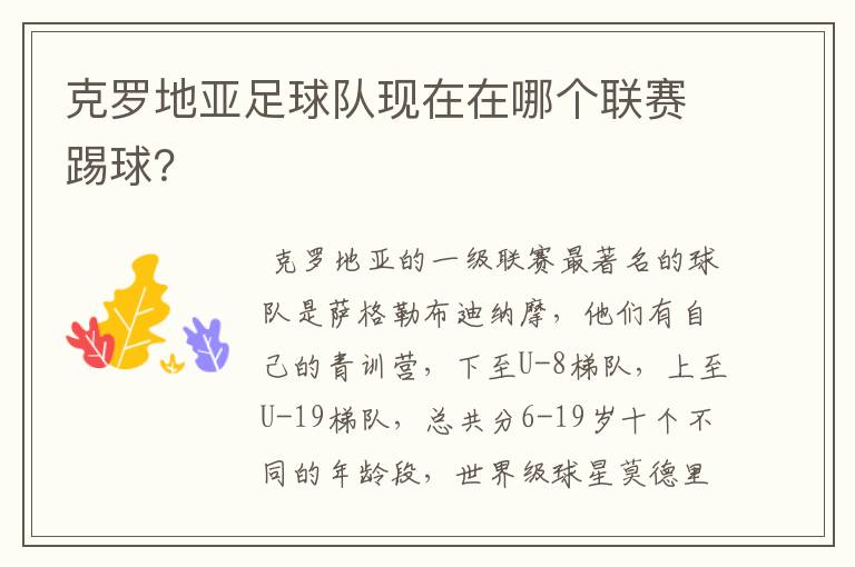 克罗地亚足球队现在在哪个联赛踢球？