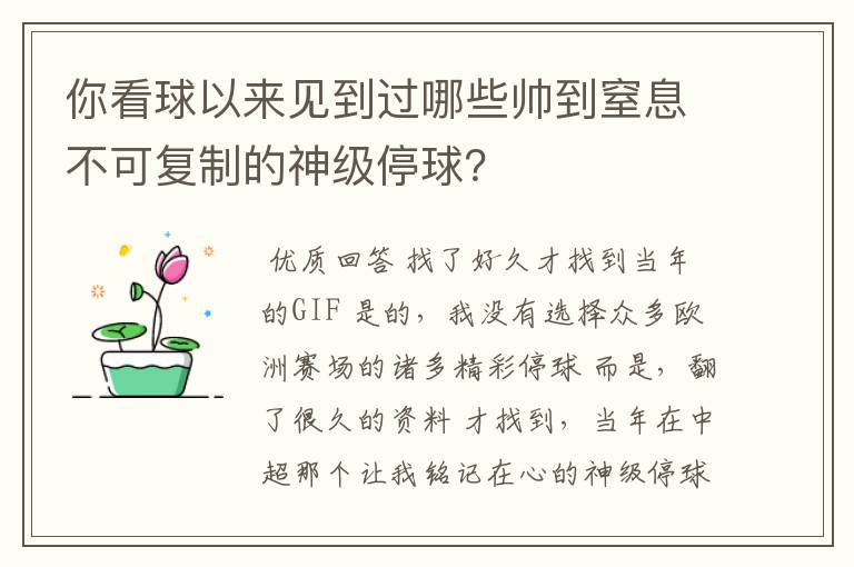 你看球以来见到过哪些帅到窒息不可复制的神级停球？