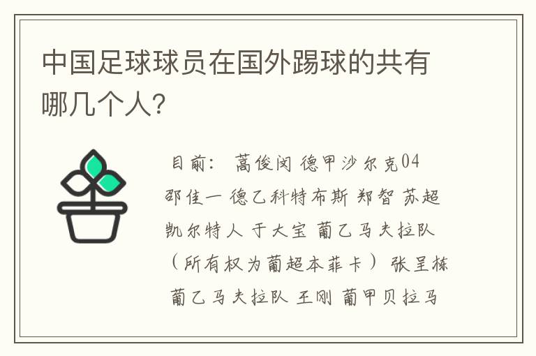 中国足球球员在国外踢球的共有哪几个人？