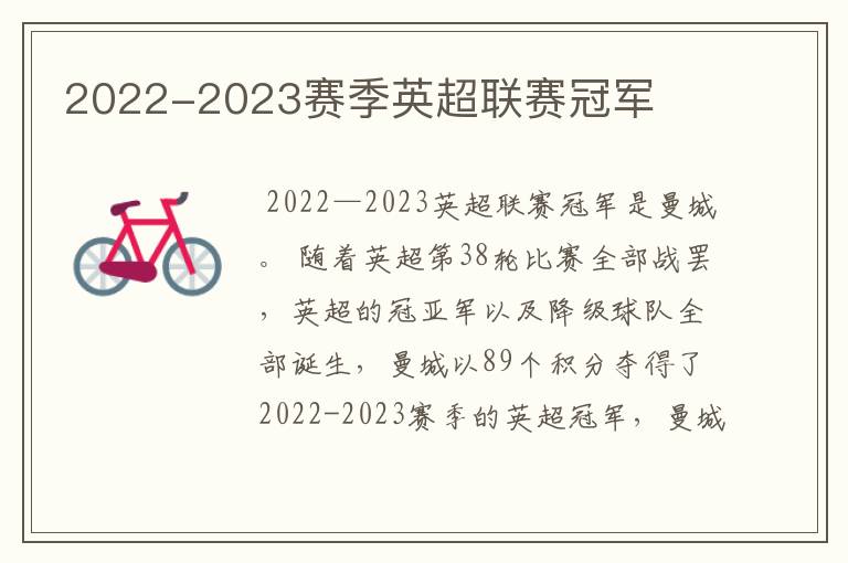 2022-2023赛季英超联赛冠军