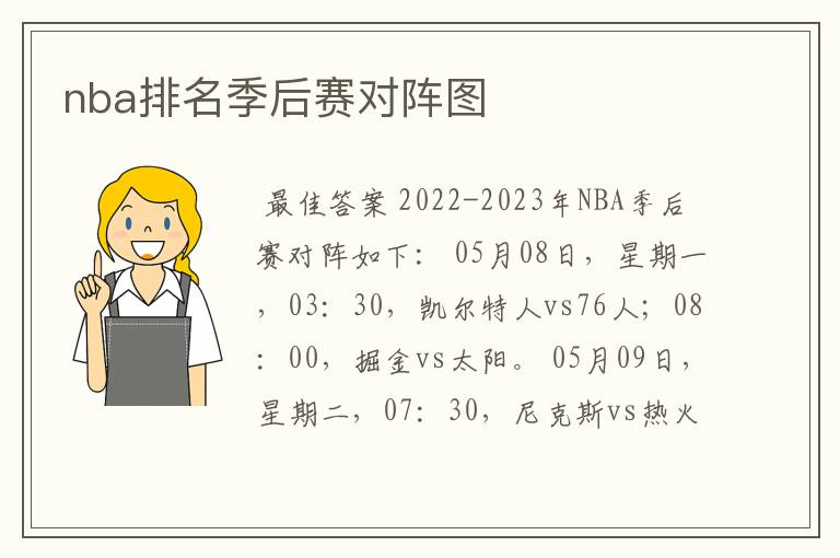 nba排名季后赛对阵图