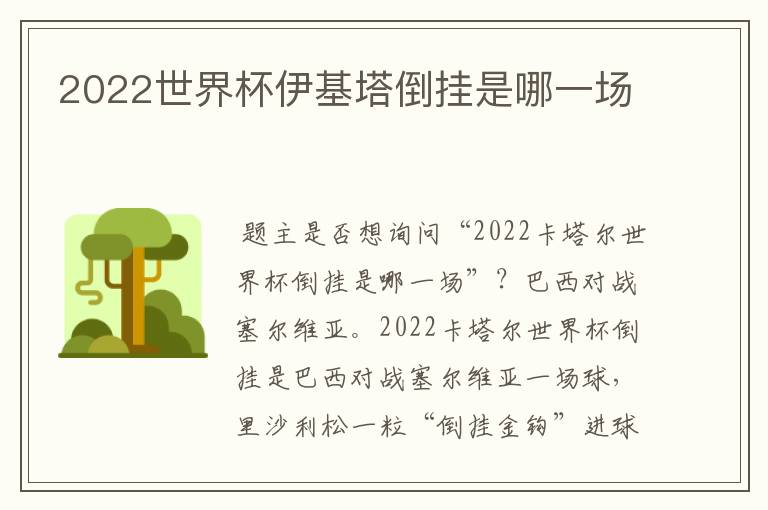 2022世界杯伊基塔倒挂是哪一场