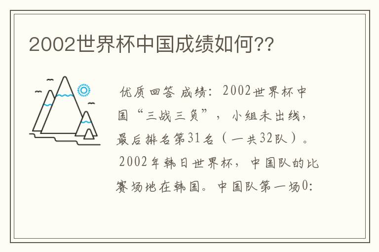 2002世界杯中国成绩如何??