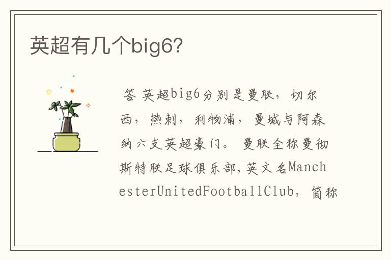 英超有几个big6？