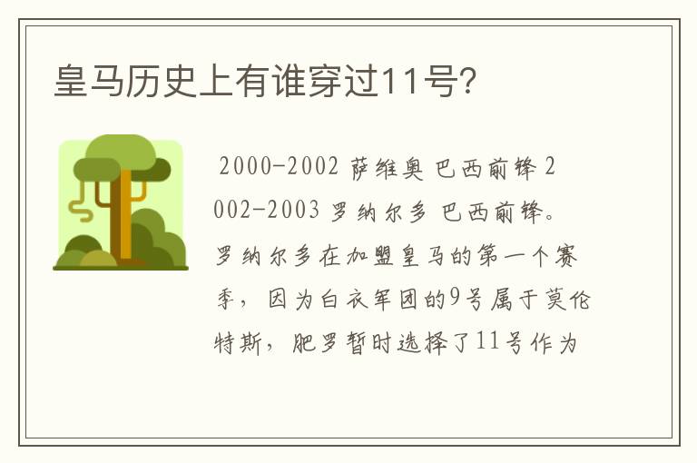 皇马历史上有谁穿过11号？