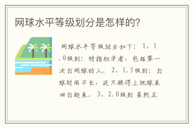 网球水平等级划分是怎样的？