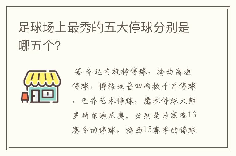 足球场上最秀的五大停球分别是哪五个？