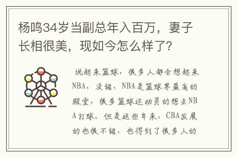 杨鸣34岁当副总年入百万，妻子长相很美，现如今怎么样了？