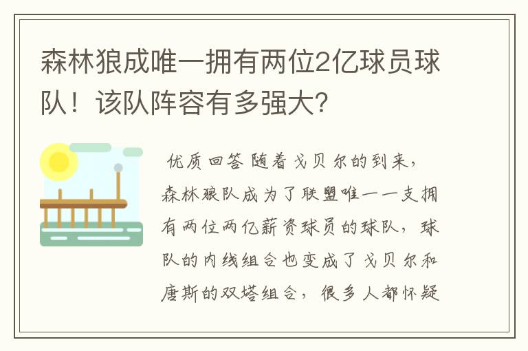 森林狼成唯一拥有两位2亿球员球队！该队阵容有多强大？