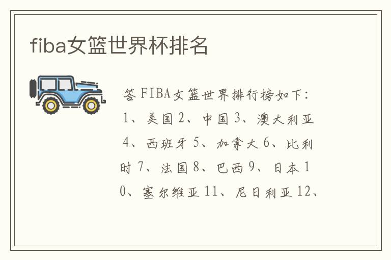 fiba女篮世界杯排名