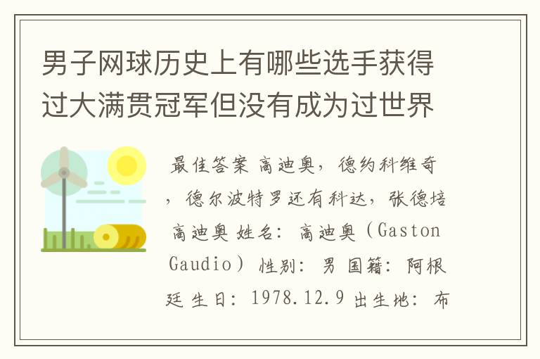 男子网球历史上有哪些选手获得过大满贯冠军但没有成为过世界排名第一的选手？