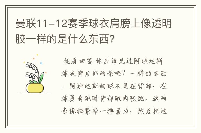 曼联11-12赛季球衣肩膀上像透明胶一样的是什么东西？