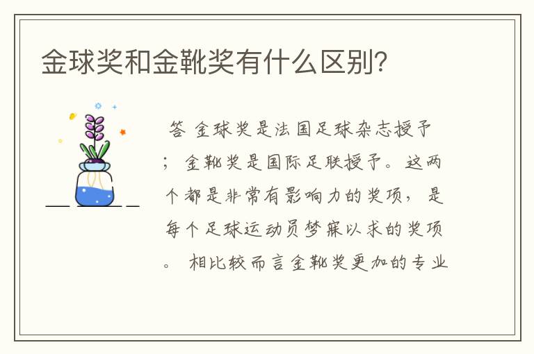 金球奖和金靴奖有什么区别？