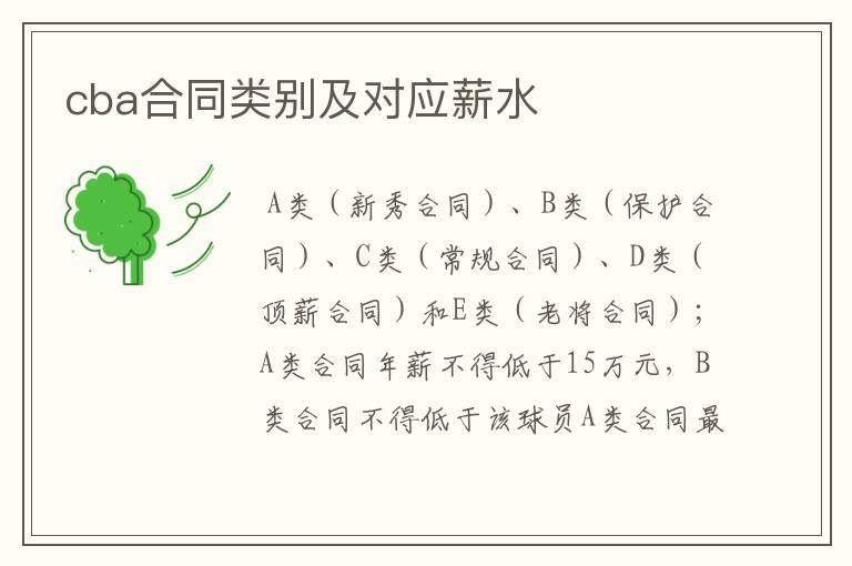 cba合同类别及对应薪水