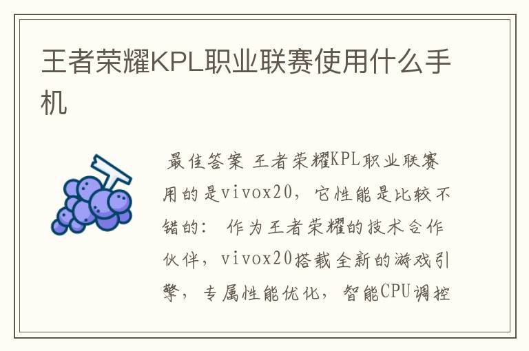 王者荣耀KPL职业联赛使用什么手机