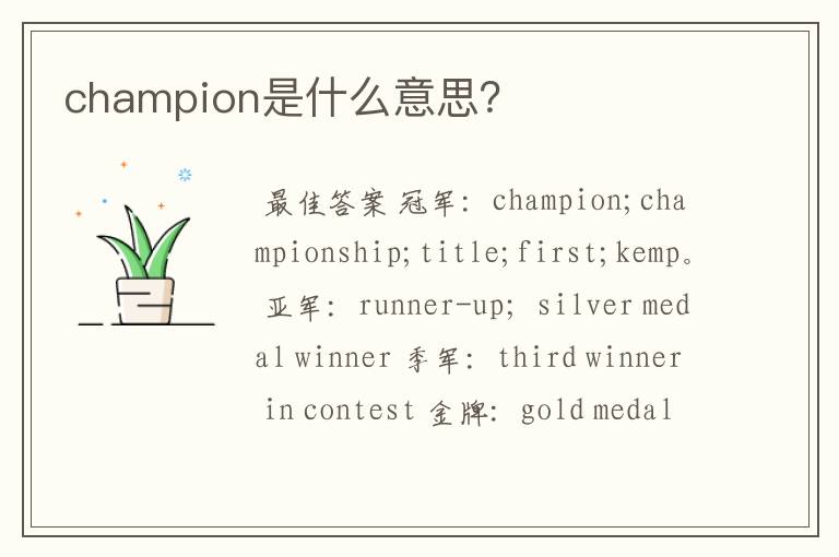 champion是什么意思？