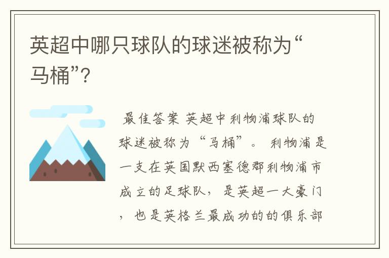 英超中哪只球队的球迷被称为“马桶”？