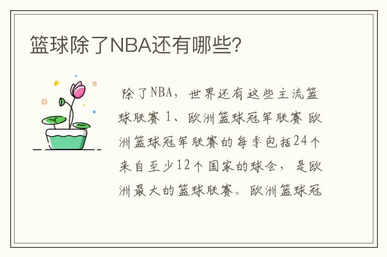 篮球除了NBA还有哪些？