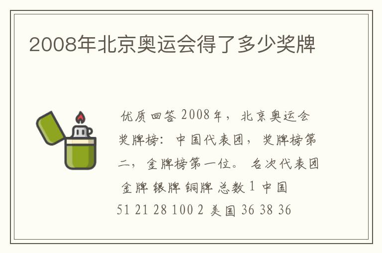 2008年北京奥运会得了多少奖牌