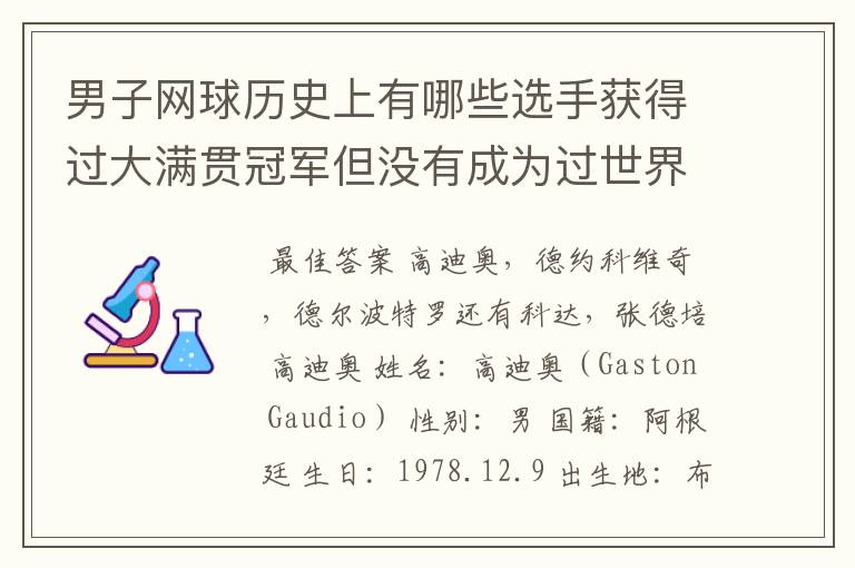 男子网球历史上有哪些选手获得过大满贯冠军但没有成为过世界排名第一的选手？