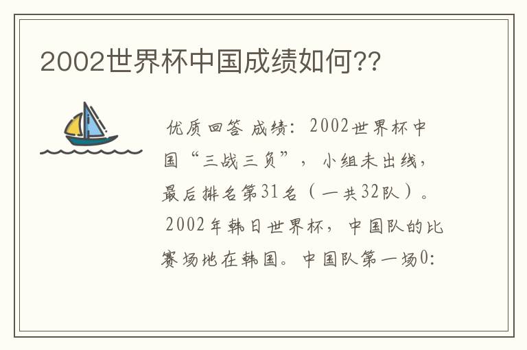 2002世界杯中国成绩如何??