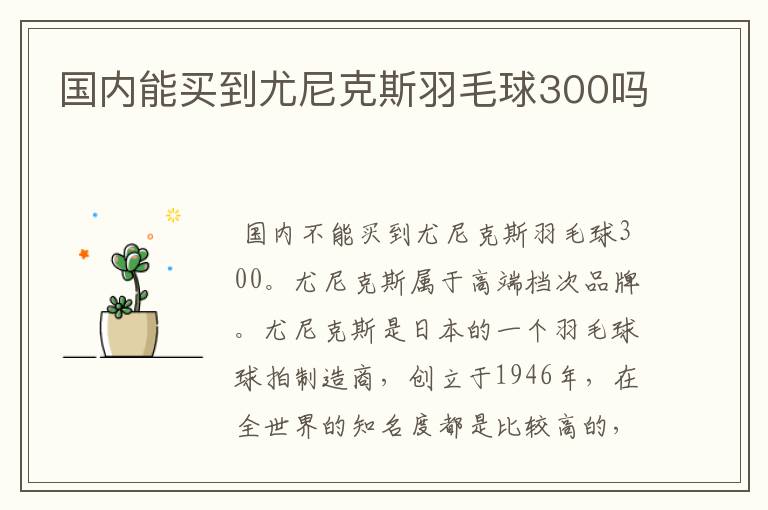 国内能买到尤尼克斯羽毛球300吗