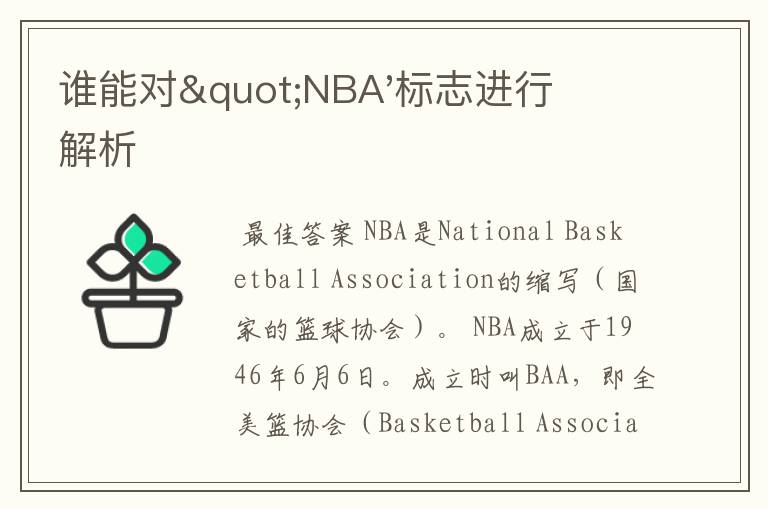 谁能对"NBA'标志进行解析