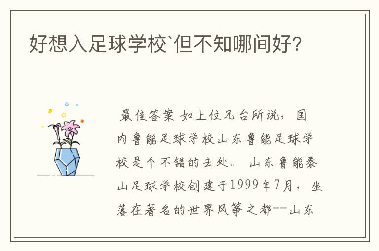 好想入足球学校`但不知哪间好?