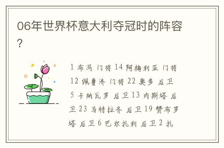 06年世界杯意大利夺冠时的阵容？