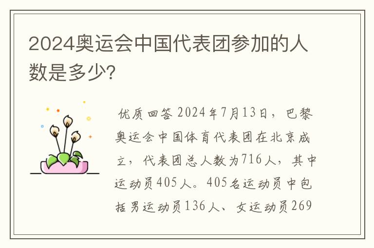 2024奥运会中国代表团参加的人数是多少？