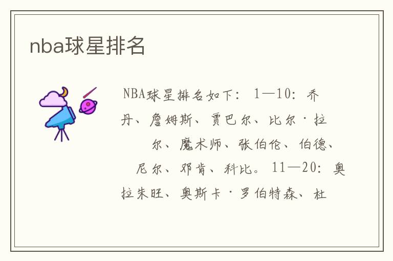 nba球星排名