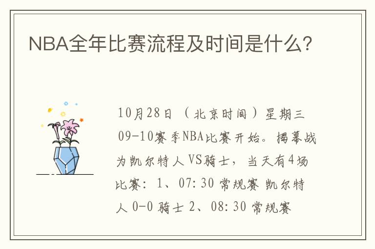 NBA全年比赛流程及时间是什么？