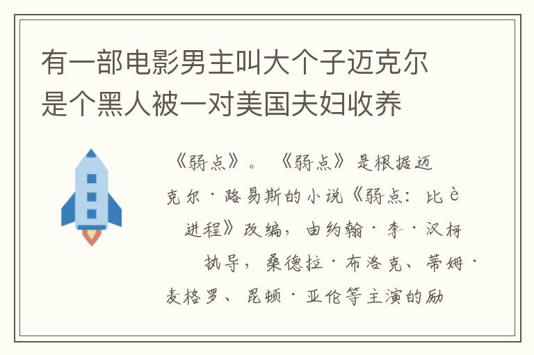 有一部电影男主叫大个子迈克尔是个黑人被一对美国夫妇收养