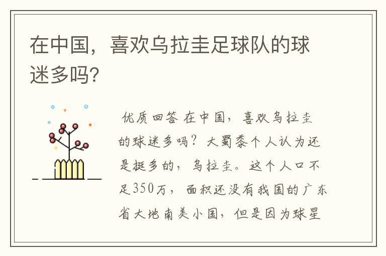 在中国，喜欢乌拉圭足球队的球迷多吗？